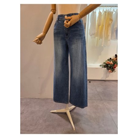 인 밴딩 워싱 와이드 데님 팬츠