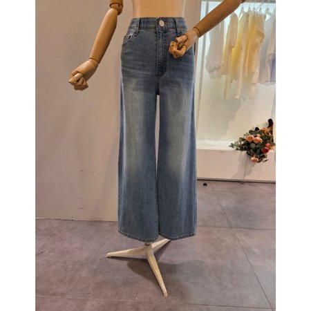 인 밴딩 데님 와이드 팬츠