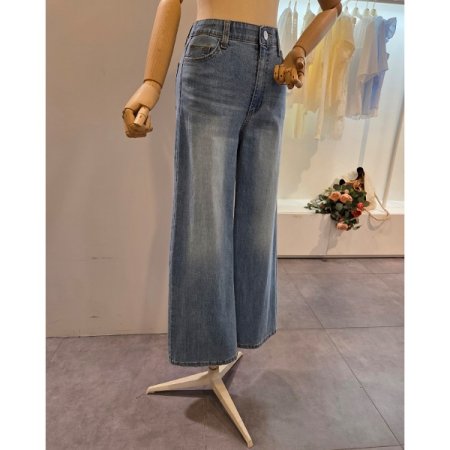 인 밴딩 데님 와이드 팬츠