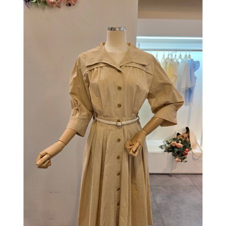 허리 핀턱 벨트 원피스