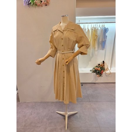 허리 핀턱 벨트 원피스