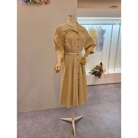 허리 핀턱 벨트 원피스