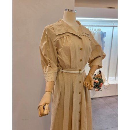 허리 핀턱 벨트 원피스