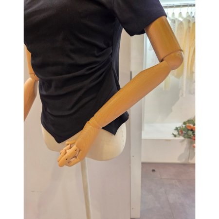 사선 셔링 슬림핏 티셔츠