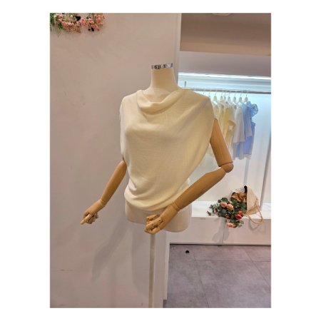 셔링 캡소매 니트