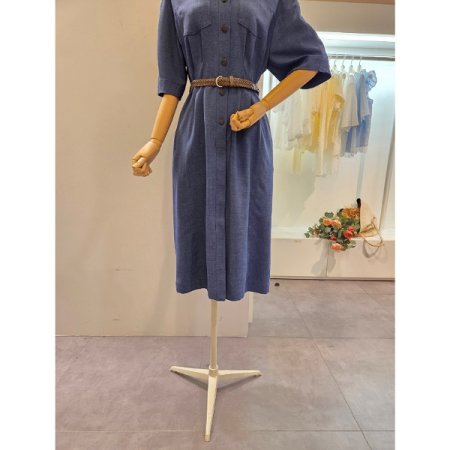 양포켓 벨티드 카라 원피스