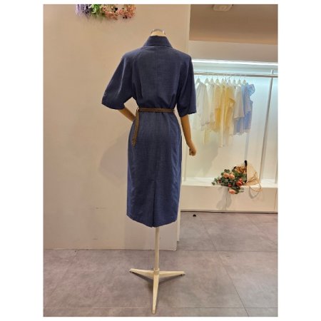 양포켓 벨티드 카라 원피스