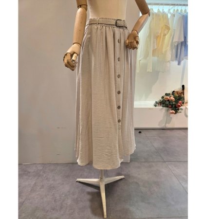 단추 장식 스커트 벨트 세트