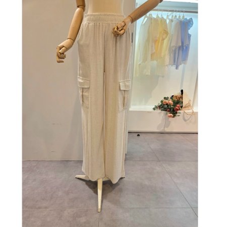 양 카고 포켓 밴딩 팬츠