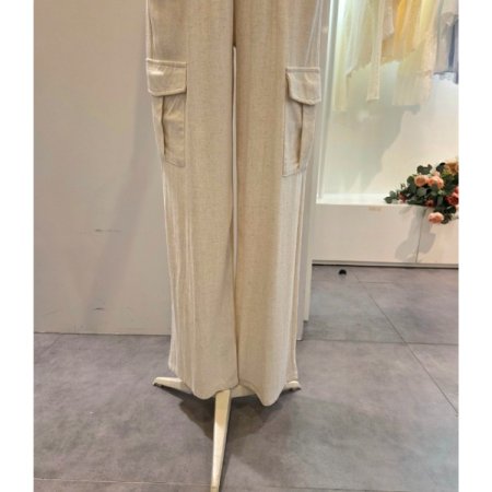 양 카고 포켓 밴딩 팬츠