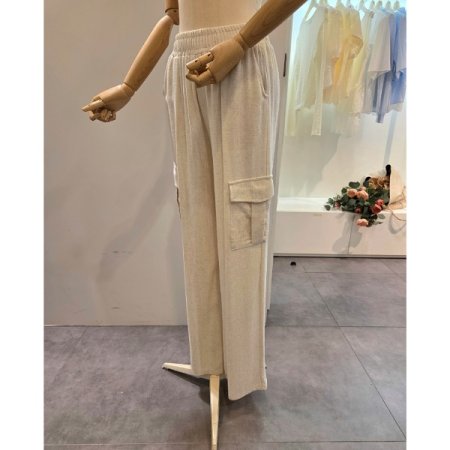 양 카고 포켓 밴딩 팬츠