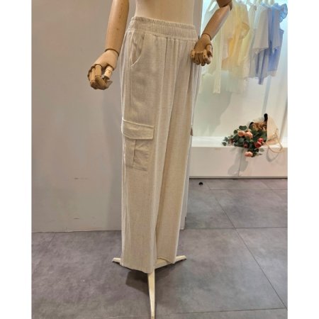 양 카고 포켓 밴딩 팬츠