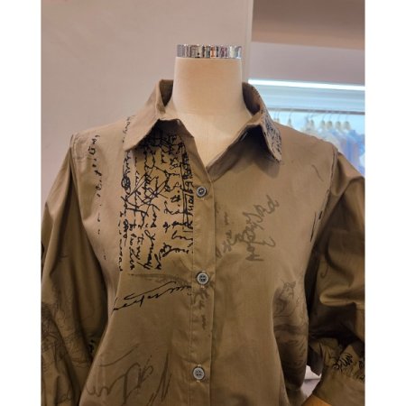 영문 프린트 7부소매 셔츠