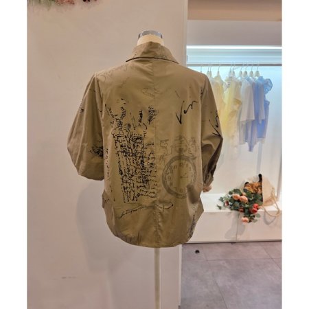 영문 프린트 7부소매 셔츠