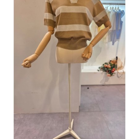 빅 스트라이프 카라 니트