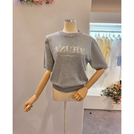 레터링 장식 라운드 니트