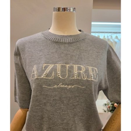 레터링 장식 라운드 니트