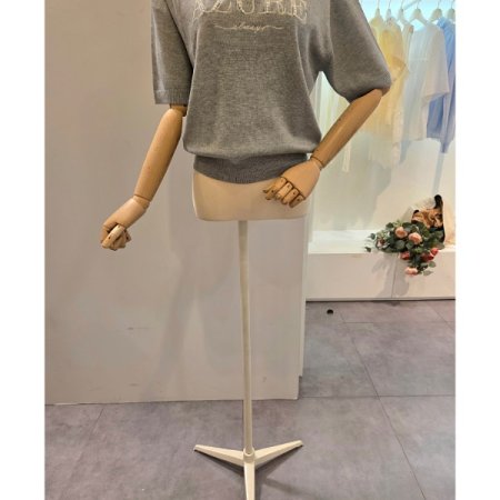 레터링 장식 라운드 니트