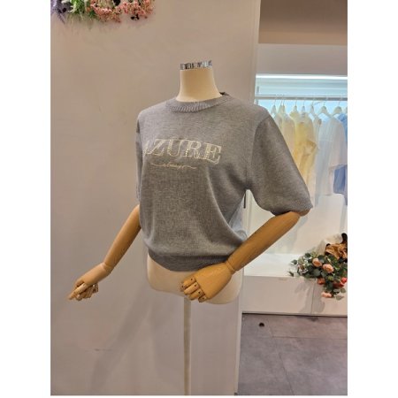 레터링 장식 라운드 니트