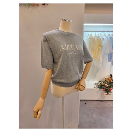 레터링 장식 라운드 니트