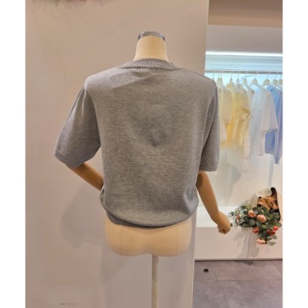 레터링 장식 라운드 니트