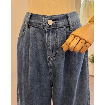 뒷 밴딩 버뮤다 데님 팬츠