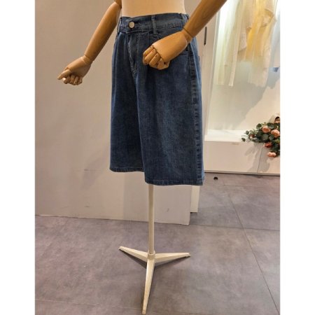 뒷 밴딩 버뮤다 데님 팬츠