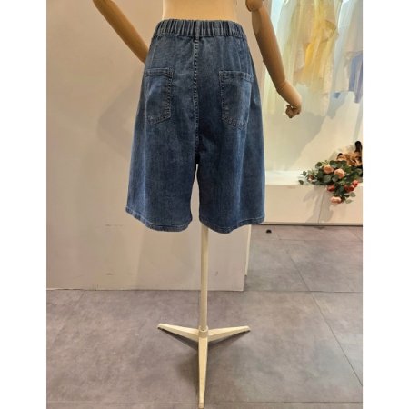 뒷 밴딩 버뮤다 데님 팬츠