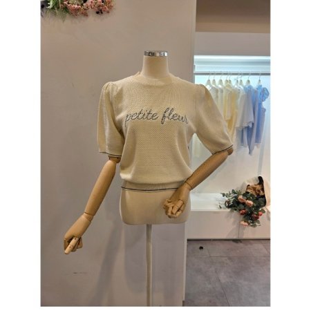 퍼프 레터링 라운드 니트