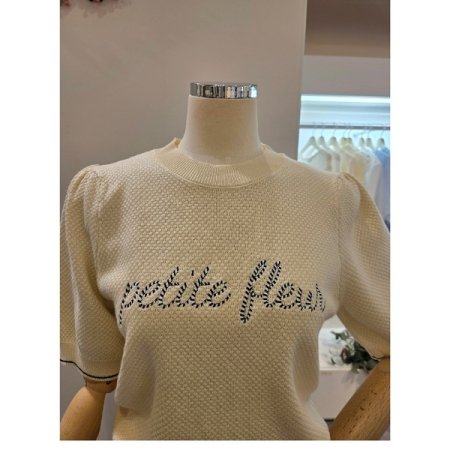 퍼프 레터링 라운드 니트