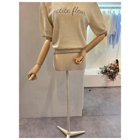 퍼프 레터링 라운드 니트