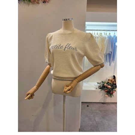 퍼프 레터링 라운드 니트