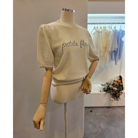 퍼프 레터링 라운드 니트