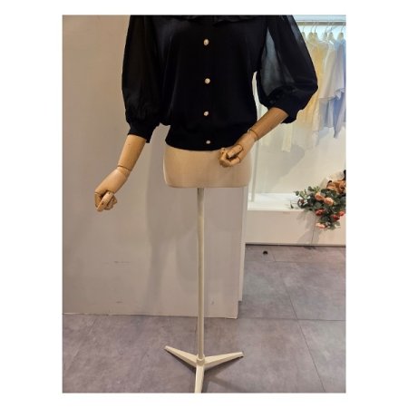 시스루 소매 프릴 니트