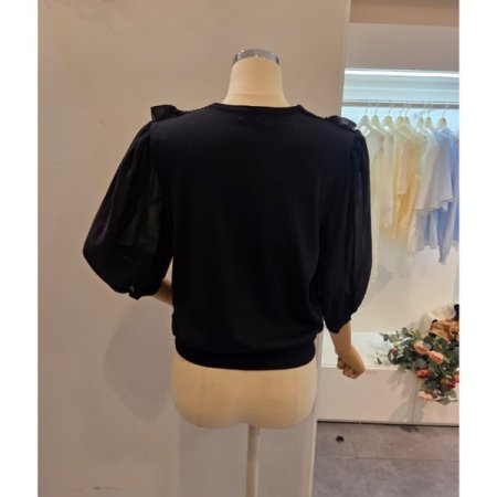 시스루 소매 프릴 니트