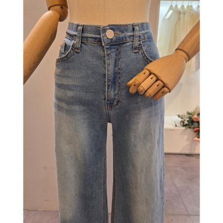 워싱 와이드 통 데님 팬츠