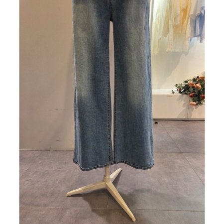 워싱 와이드 통 데님 팬츠