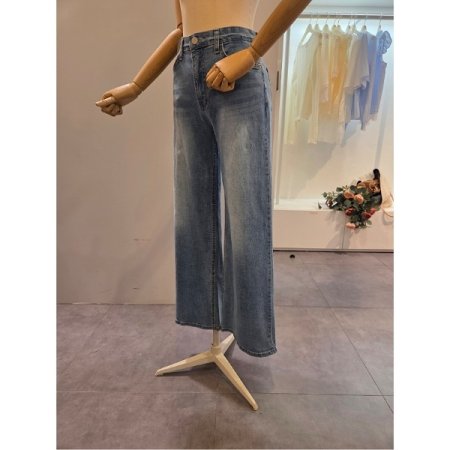 워싱 와이드 통 데님 팬츠