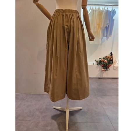 밴딩 핀턱 통 바지