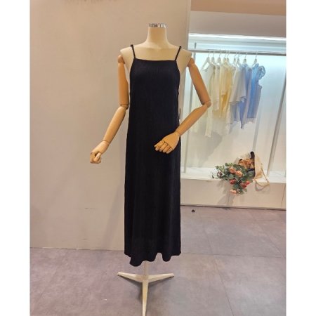 슬림 끈 롱 원피스