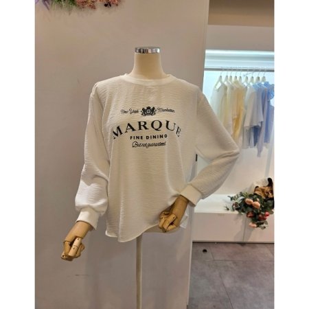 레터링 긴팔 라운드 티셔츠