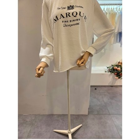 레터링 긴팔 라운드 티셔츠