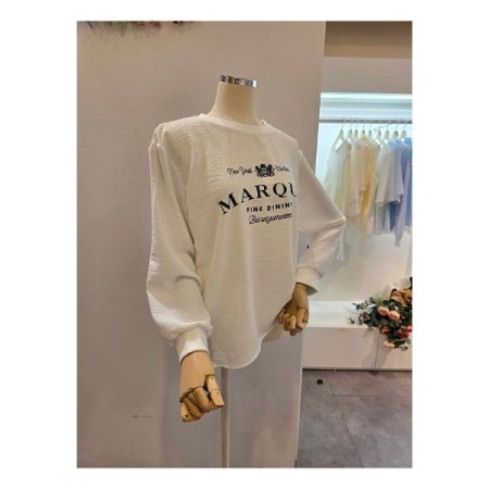 레터링 긴팔 라운드 티셔츠