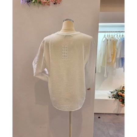 레터링 긴팔 라운드 티셔츠