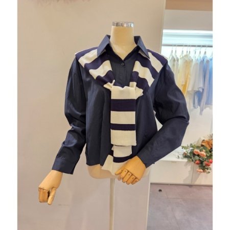 스트라이프 어깨숄 셔츠 세트