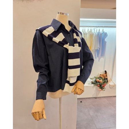 스트라이프 어깨숄 셔츠 세트