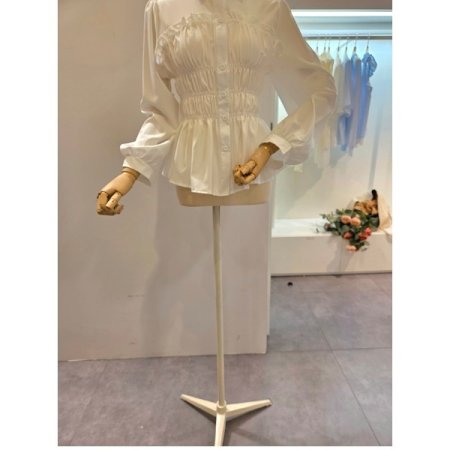 스모크 셔링 카라 블라우스