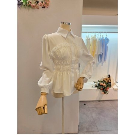 스모크 셔링 카라 블라우스