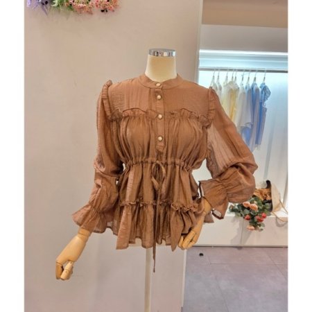 프릴 스트링 블라우스