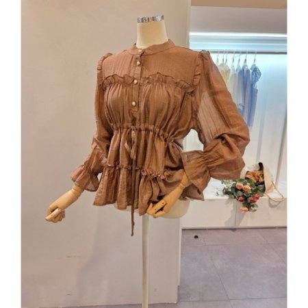 프릴 스트링 블라우스